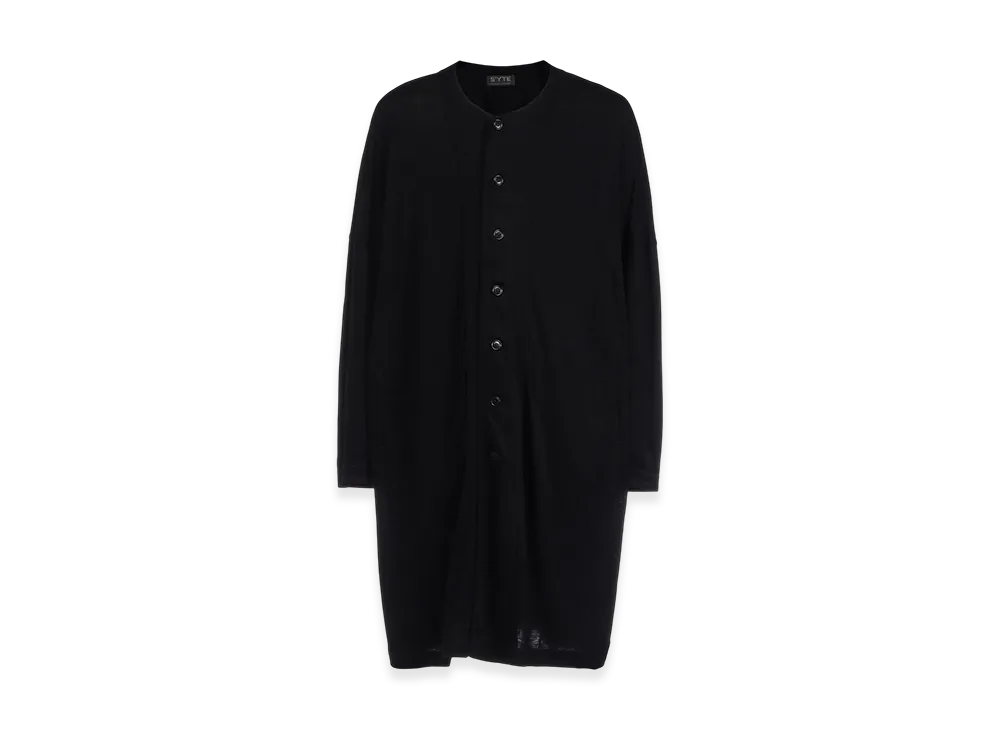 S'YTE Rayon Jersey Collarless Long Cardigan "Black"