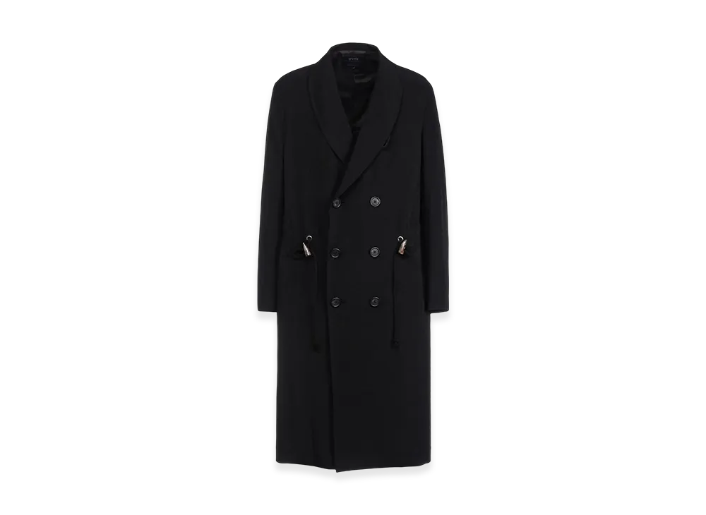 S'YTE Crepe de Chine Shawl Collar Double-Breasted Coat "Black"