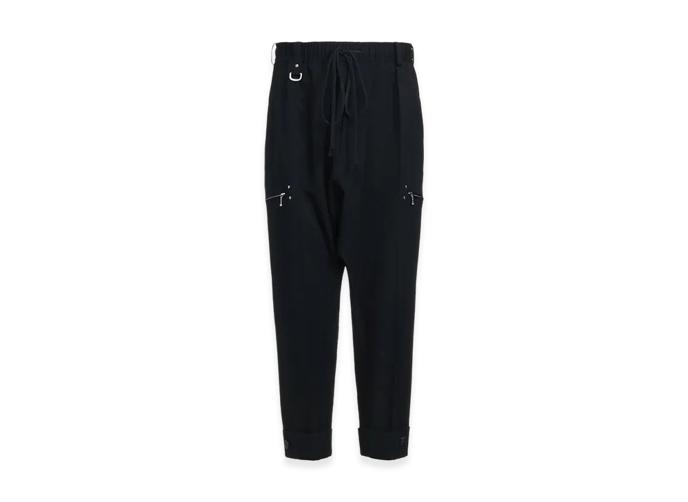S'YTE Washer Finished Wool Gabardine Studs Slim Sarouel Pants "Black"