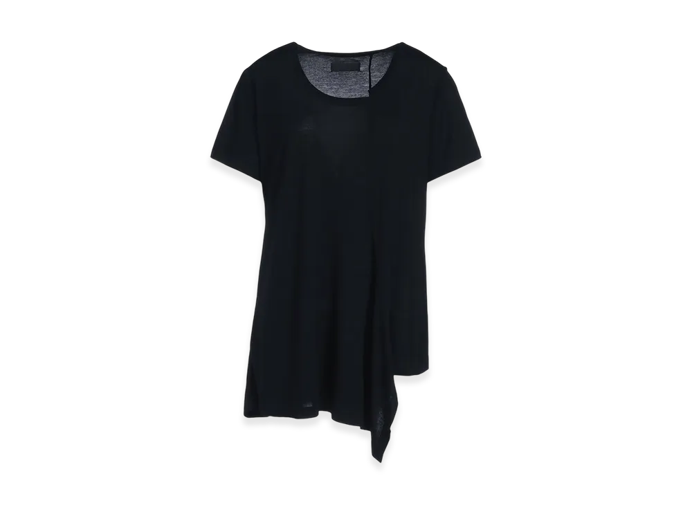 S'YTE Rayon Jersey Deconstructed Asymmetrical Design T-Shirts "Black"