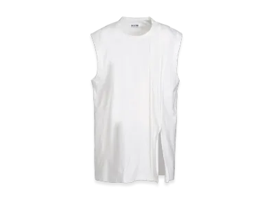 S'YTE Cotton Jersey Vertically Grafted Sleeveless Top With Hem Slit "White"