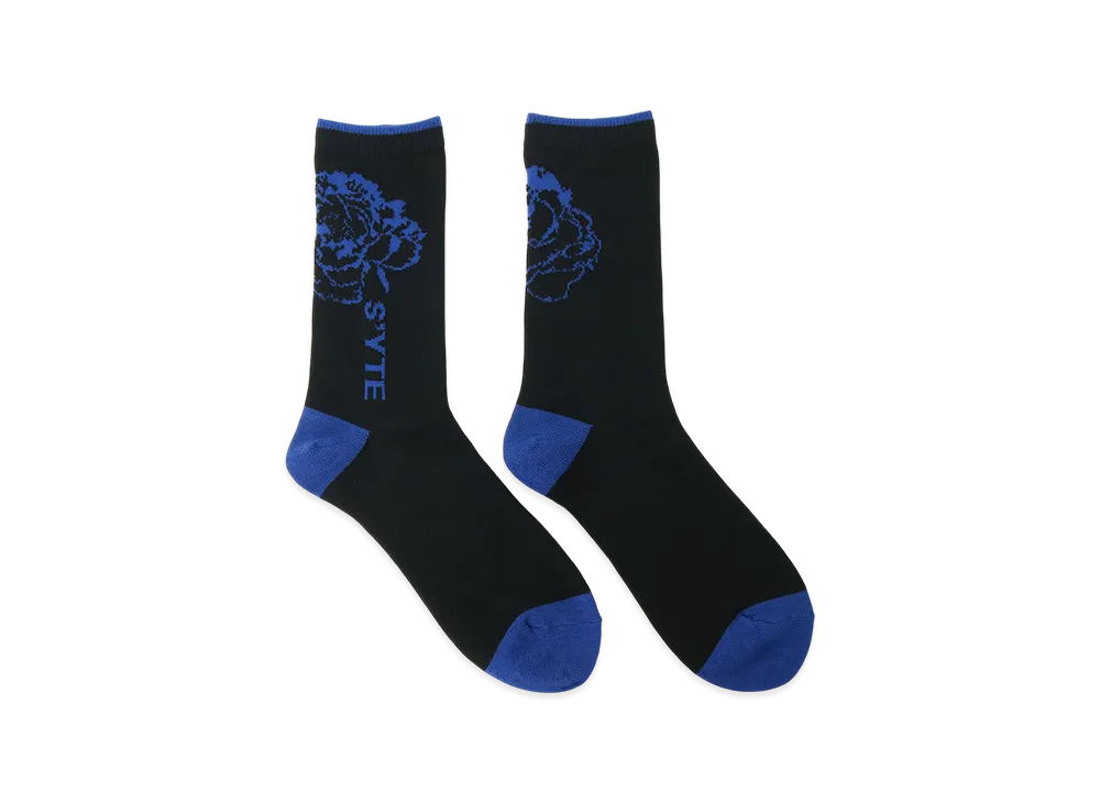 S'YTE Cotton Plain Stitch Floral Socks "Blue"