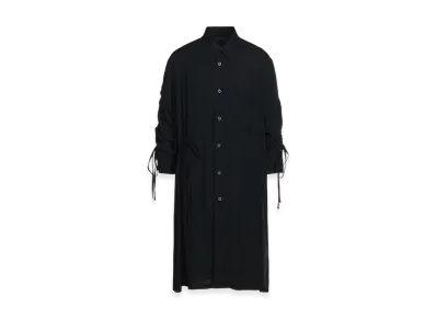 S'YTE Rayon Washer Twill Oversized Long Shirt With Gathered Strings "Black"