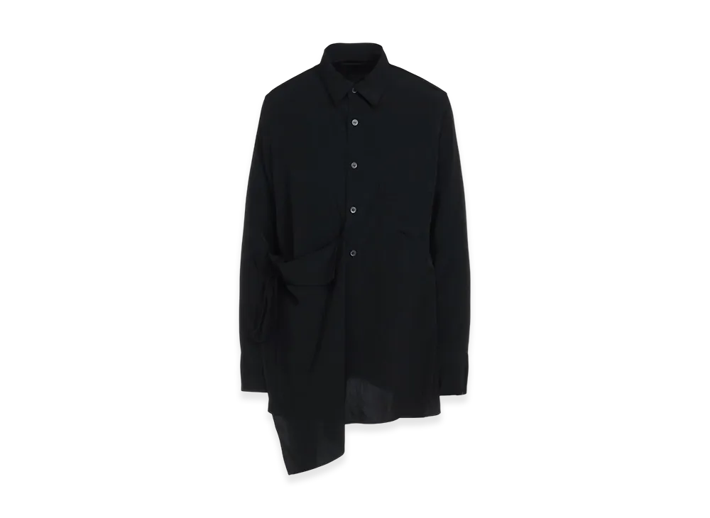 S'YTE Crepe de Chine Draped Shirt "Black"