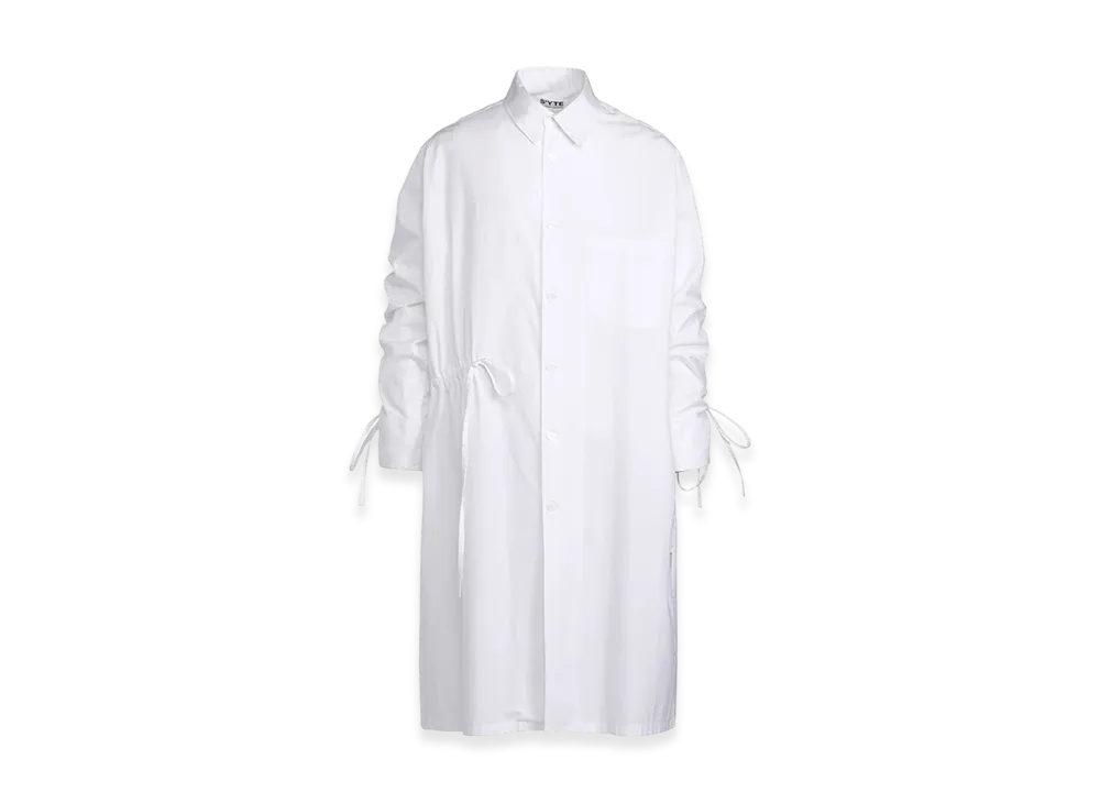 S'YTE Cotton Broad Cloth Oversized Long Shirt With Gathered Strings "White"