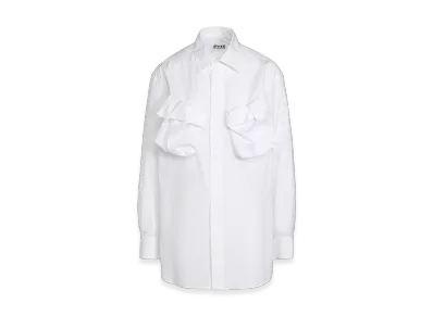 S'YTE Cotton Broad Cloth Deconstructed Chest Pockets Shirt "White"