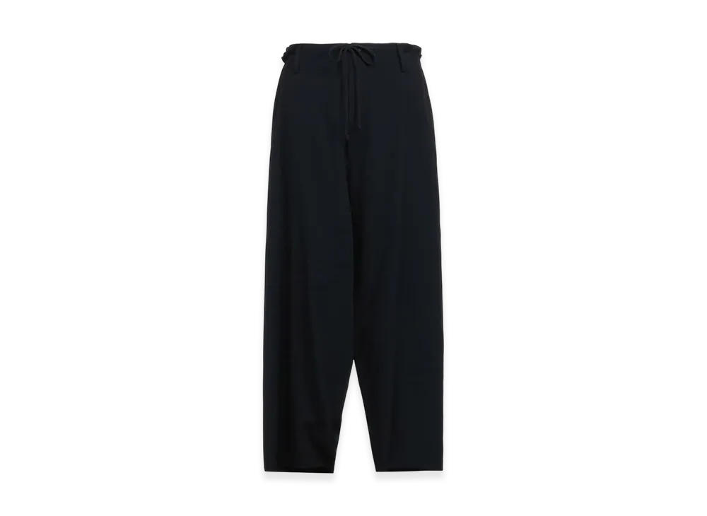 S'YTE Washer Finished Wool Gabardine Drawstring Wide Pants "Black"
