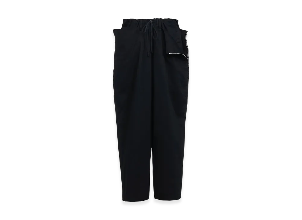S'YTE Cotton Twill Drawstring Wide Pants With Zip Side Pocket "Black"