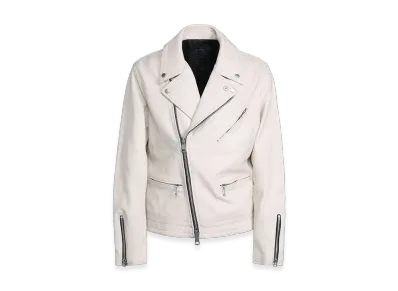 S'YTE Chrome White Sheep Leather Double Motorcycle Jacket "White"