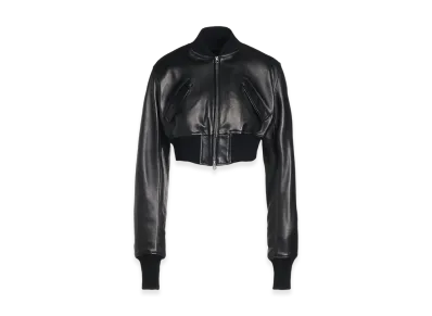 S'YTE Semi-Vegetable Tanned Sheep Leather Cropped Bomber Jacket "Black"