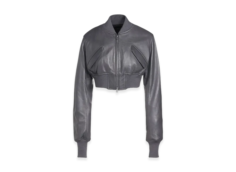 S'YTE Semi-Vegetable Tanned Sheep Leather Cropped Bomber Jacket "Gray"