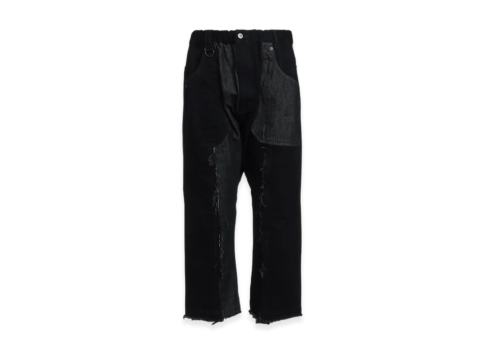 S'YTE 11oz Denim Patchwork Sarouel Pants With Cut-Off Hem "Black"