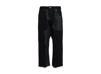 S'YTE 11oz Denim Patchwork Sarouel Pants With Cut-Off Hem "Black"