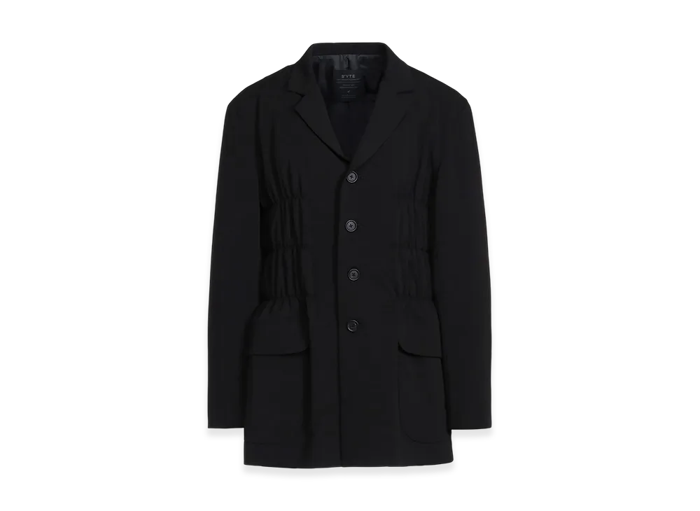 S'YTE Pe/Rayon Gabardine Stretch Jacket With Gathered Shirring "Black"