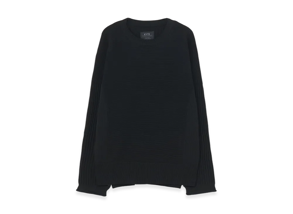 S'YTE 12G Spritzy Plain Stitches Side Zipper Pull Over Knit "Black"