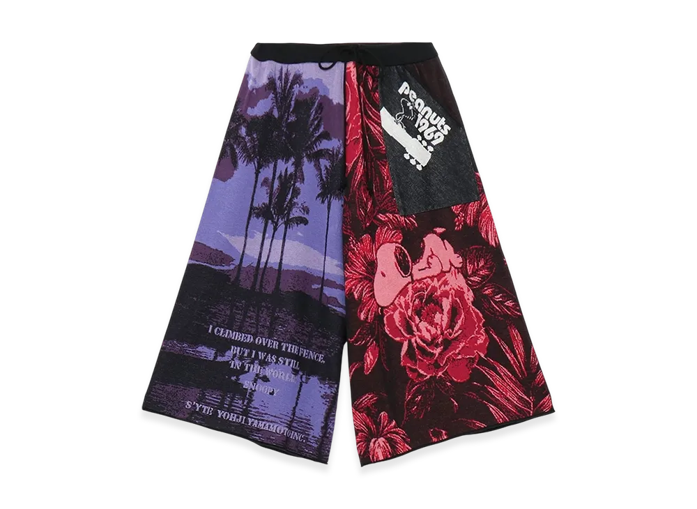 S'YTE x PEANUTS -Omnibus Illustration-Hameauze Jacquard Culotte Pants "Black"