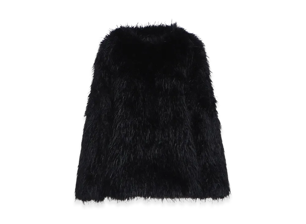 S'YTE Shaggy Fur Crew Neck Pullover "Black"