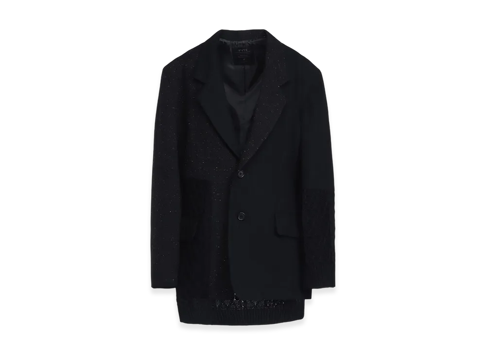 S'YTE Color Nep Calze Etermine Tweed Jacket With Knit Switching Design "Black"