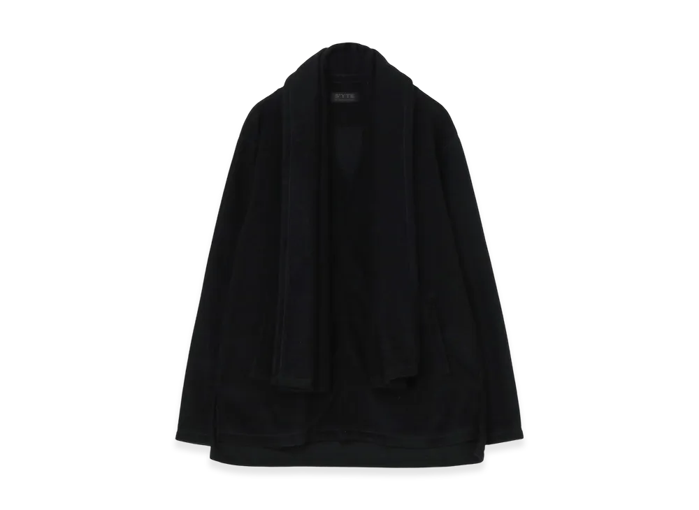 S'YTE Pe/W Sliver Jersey Stole V-Neck Cardigan "Black"