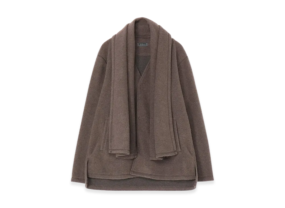 S'YTE Pe/W Sliver Jersey Stole V-Neck Cardigan "Gray"