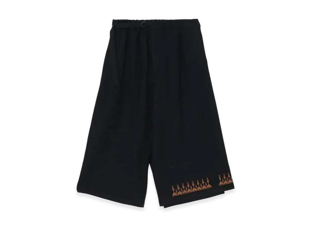 S'YTE Compressed Jersey Ethnic Embroidered Wrap Pants "Black"