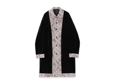 S'YTE Velveteen Long Coat With Gobelins Jacquard Switched Design "Black"