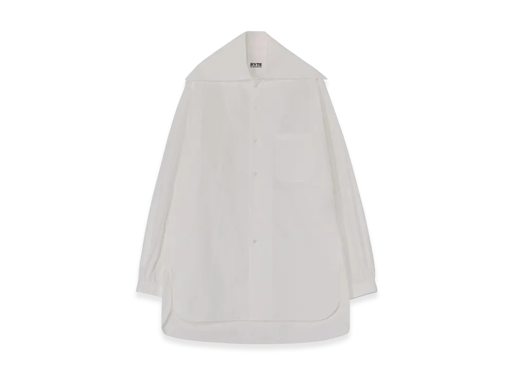 S'YTE Cotton/Linen Washer Typewriter Big-Collared Shirt "White"