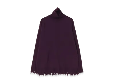 S'YTE 7G Bulky Wool Damage Turtle Pullover "Dark purple"
