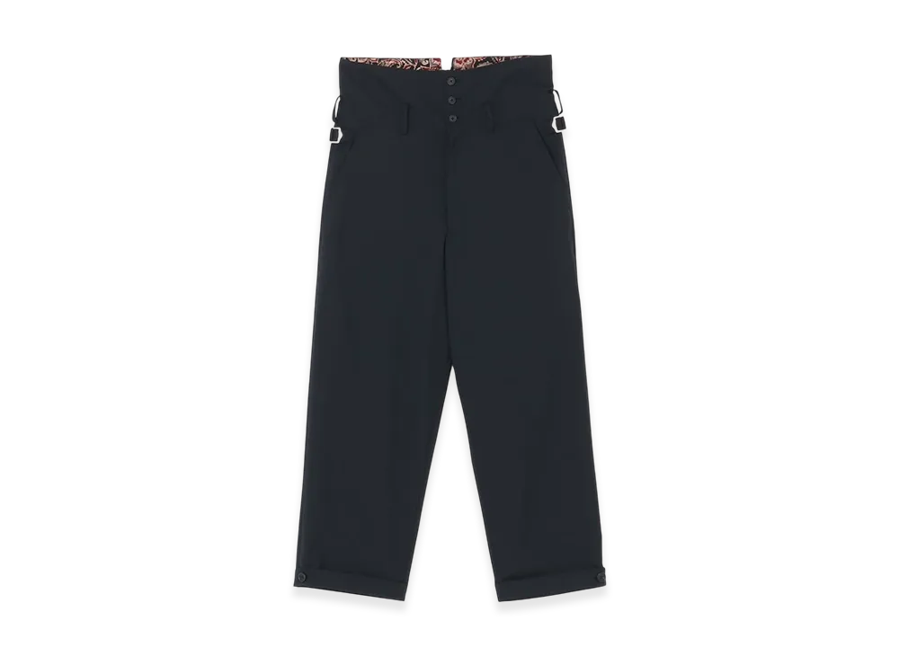 S'YTE Wool/Polyester Tropical Cloth Indian Block Paisley Print Thai-Style Pants "Black"