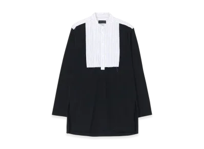 S'YTE 40/2 Cotton Jersey Striped Fabric Chest Pin Tucked Shirt "Black"