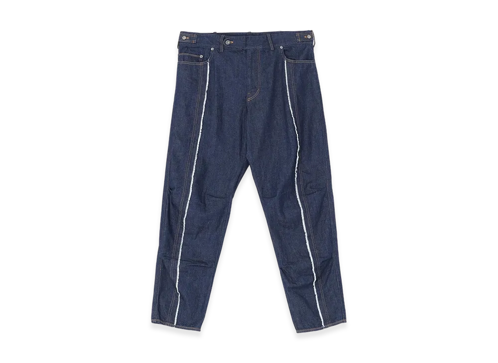 S'YTE 8oz Denim Pants With Ripped Line Detail "Deep Blue"