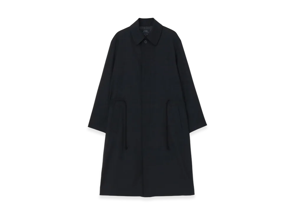 S'YTE T/W Gabardine Soutien Collar Waist Tie And Wing Long Coat "Black"