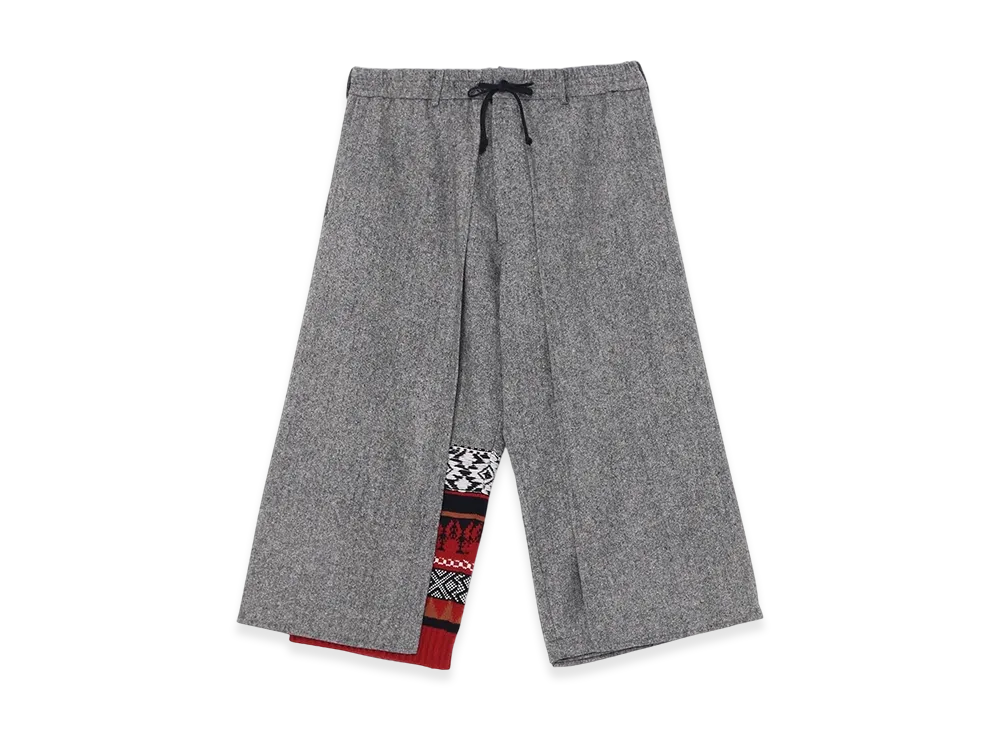 S'YTE Etermine Nep Tweed Nordic Pattern Knit Wrap Pants "Gray"