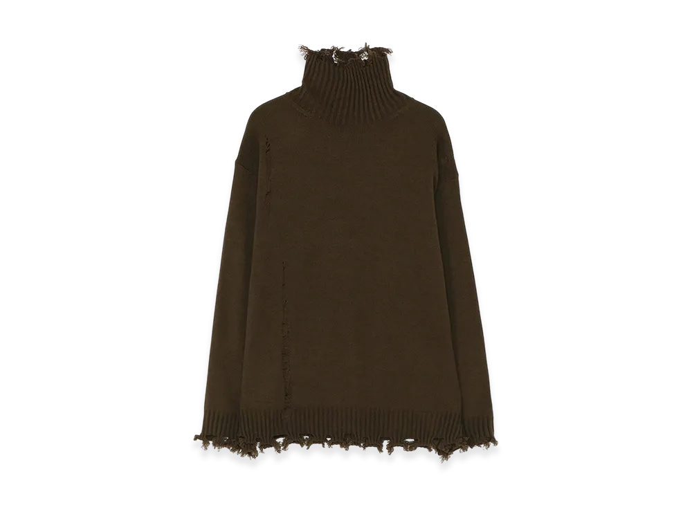 S'YTE 7G Bulky Wool Damage Turtle Pullover "Khaki"