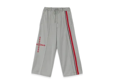 S'YTE Pe/Smooth Jersey Geometric Pattern Embroidery Tape Line Waist Drawstring Wide Pants "Gray"
