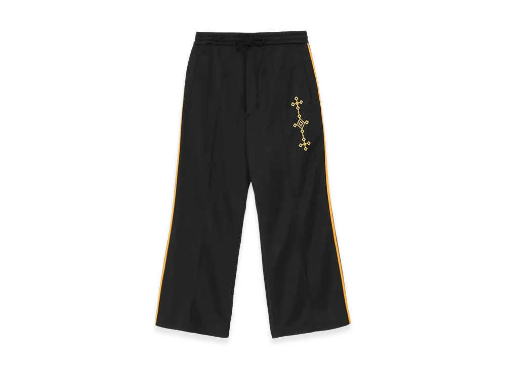 S'YTE Pe/Smooth Jersey Geometric Pattern Embroidery Side Tape Line Flare Pants "Black"