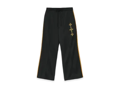 S'YTE Pe/Smooth Jersey Geometric Pattern Embroidery Side Tape Line Flare Pants "Black"