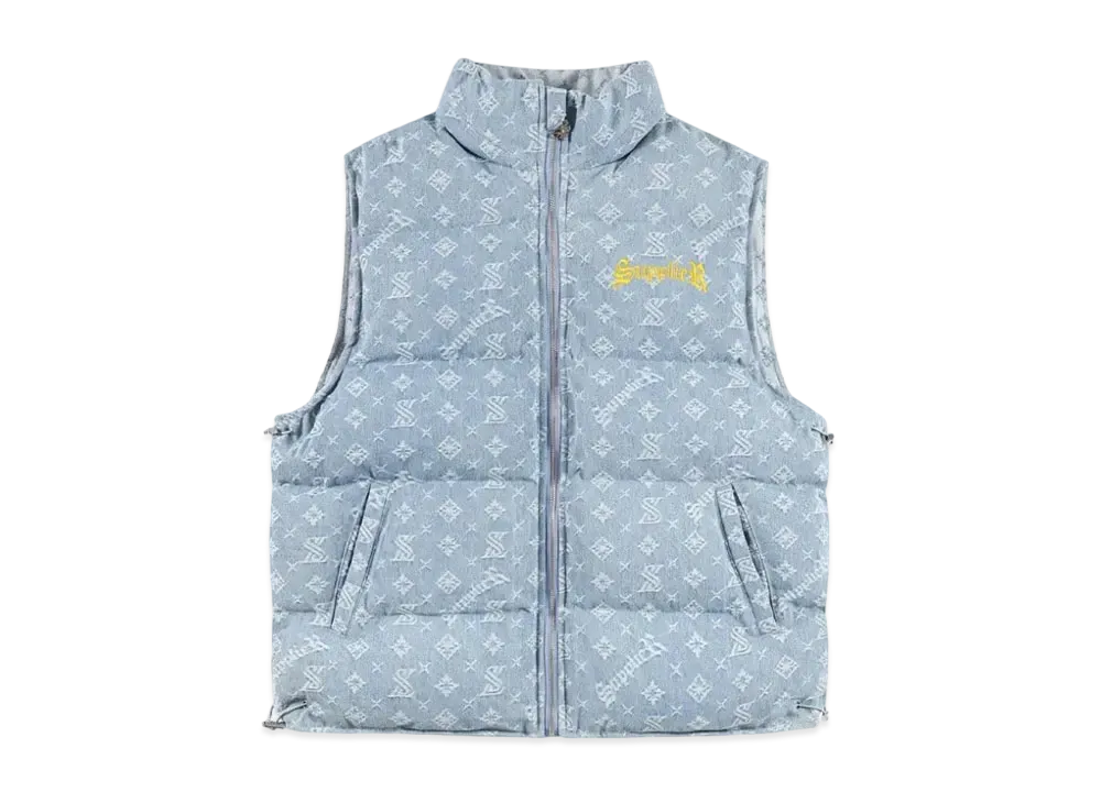 SUPPLIER Monogram Denim Puffer Vest "Blue"