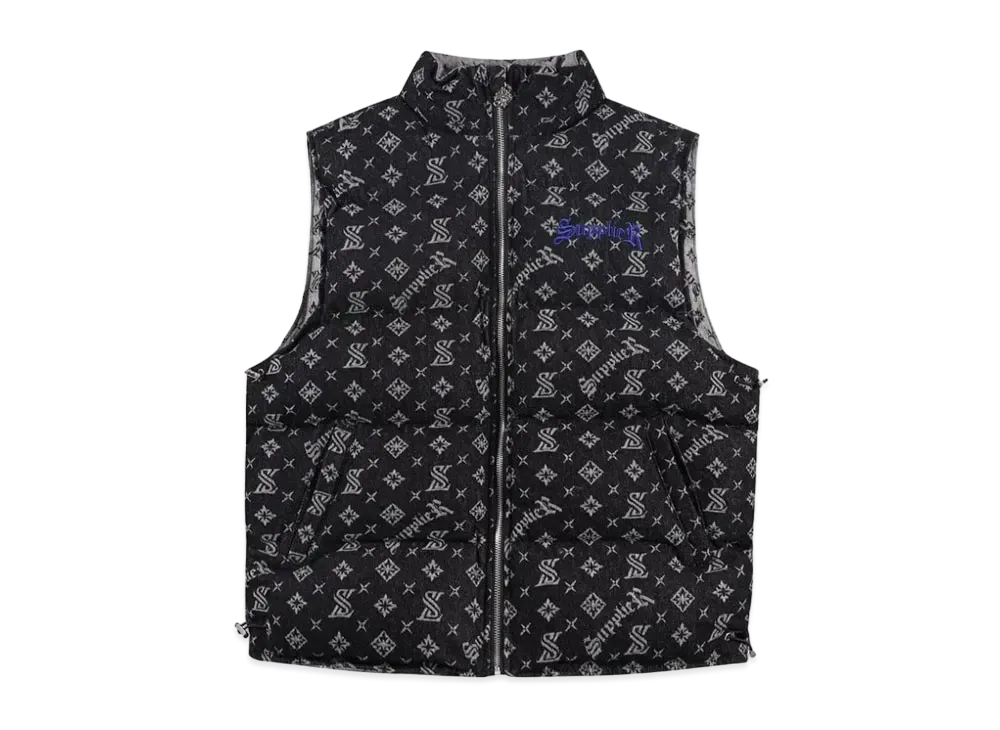 SUPPLIER Monogram Denim Puffer Vest "Black"