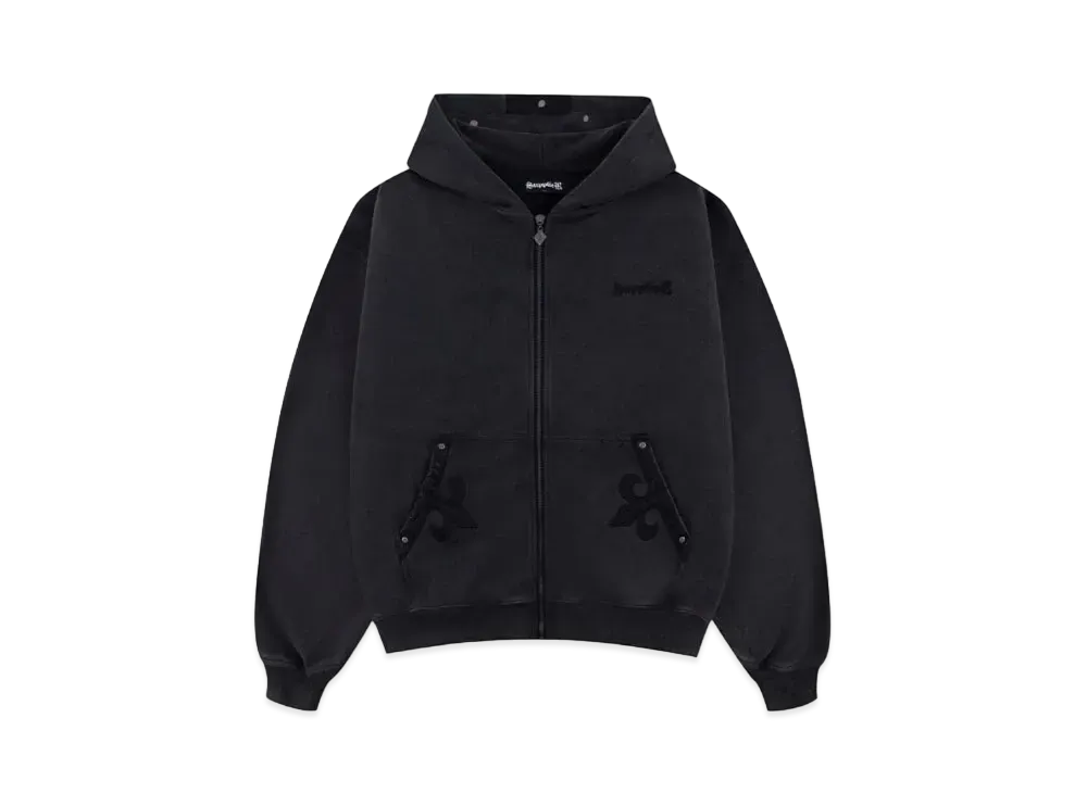 SUPPLIER Fleur Leather Patch Zip Hoodie "Black"