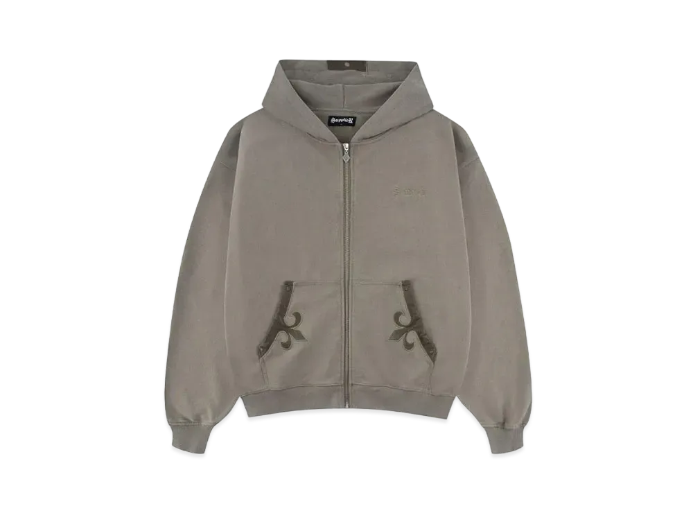 SUPPLIER Fleur Leather Patch Zip Hoodie "Beige"