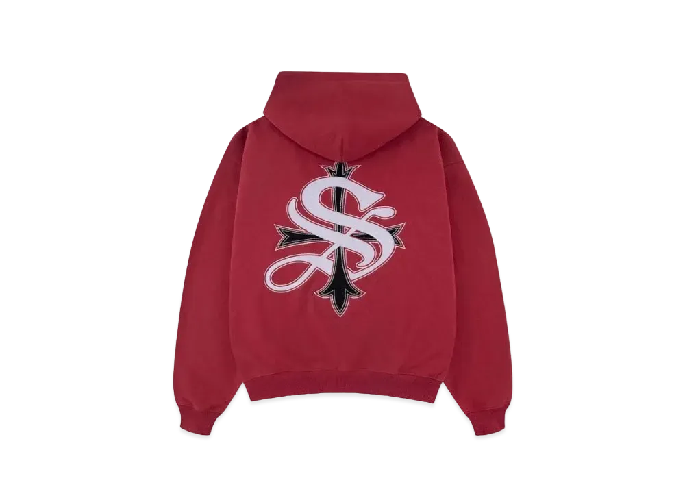SUPPLIER Beaded Cross Zip Hoodie "Red"