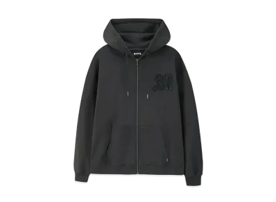 SUPPLIER Cross Leather Patch Zip Hoodie "Black"