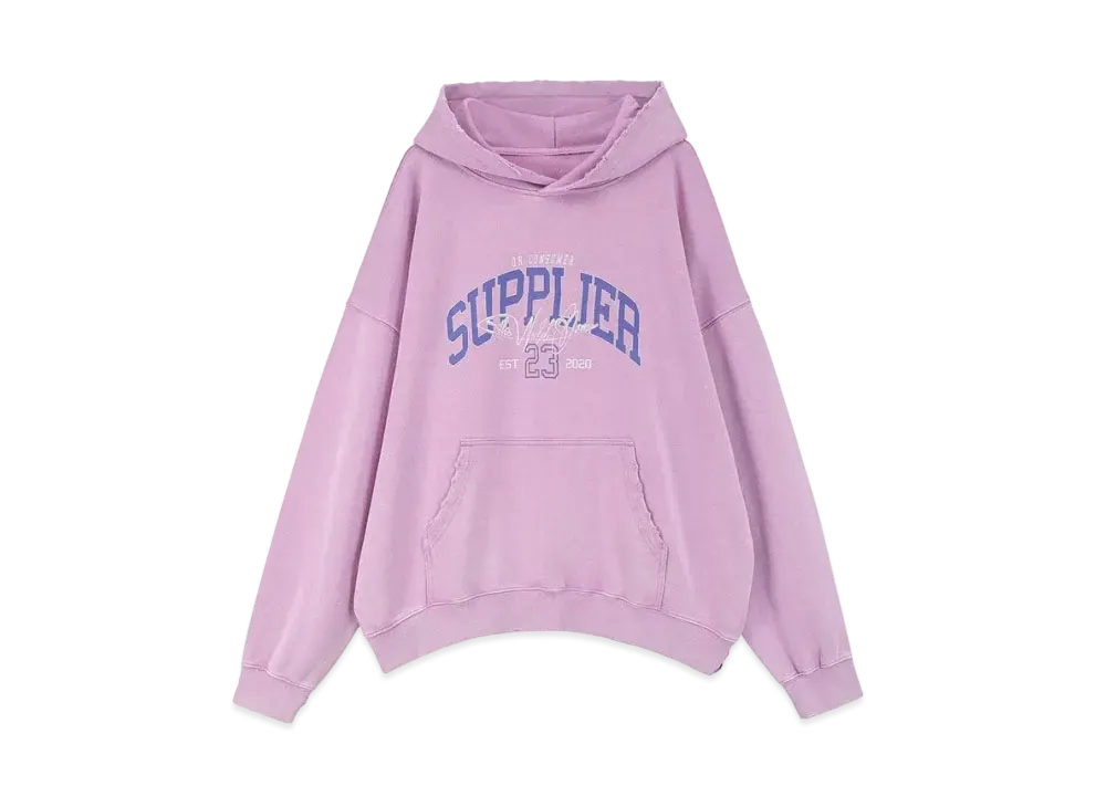 SUPPLIER Vintage Wash College Logo Hoodie "Purple"