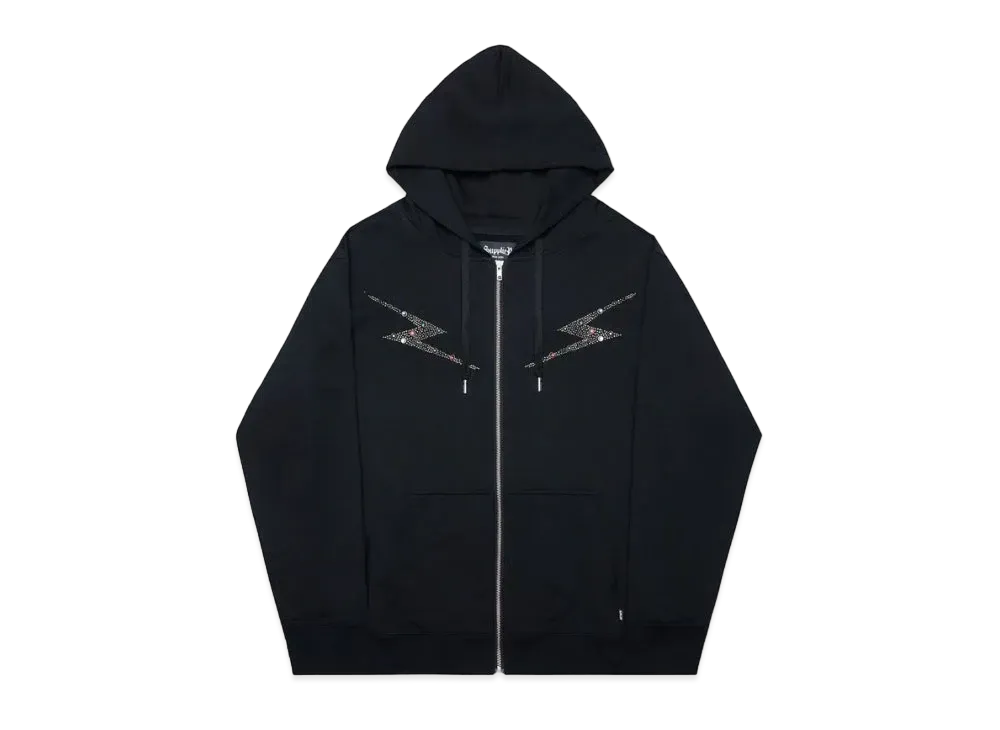 SUPPLIER Lightning Rhinestone Zip Hoodie "Black"