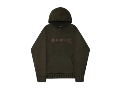 SUPPLIER Washed Logo Knit Hoodie "Black"