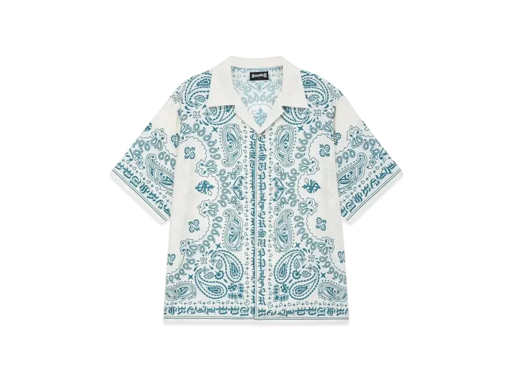 SUPPLIER Bandana Open Collar Shirt "Blue"