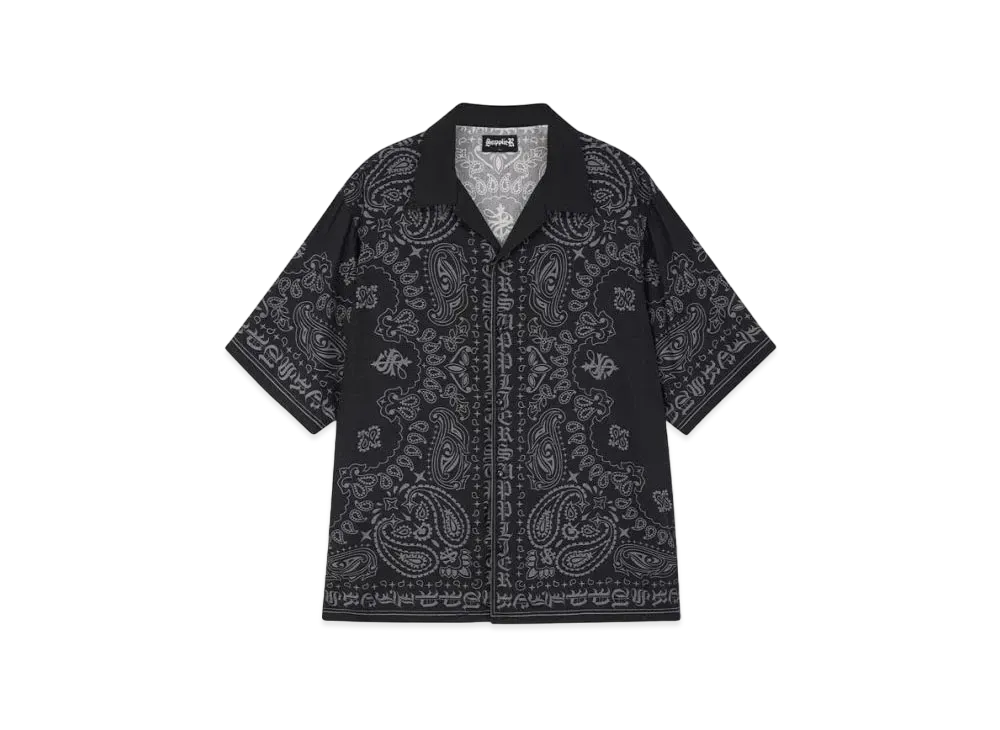SUPPLIER Bandana Open Collar Shirt "Black"