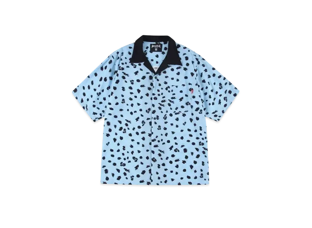 SUPPLIER Leopard Open Collar Shirt "Blue"
