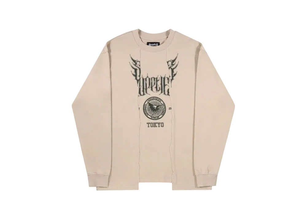 SUPPLIER Metal College Logo Cutting Long Sleeve "Beige"